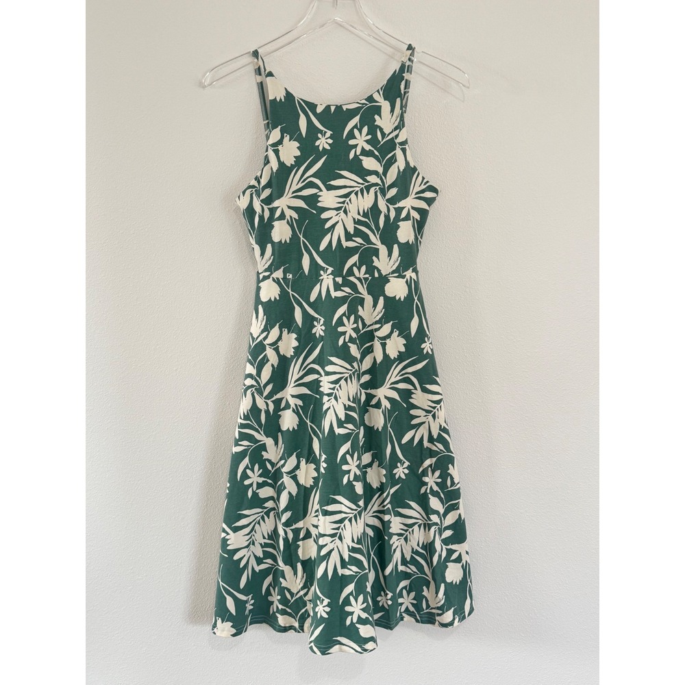 Pact Dress | Organic Cotton Tropical Palms Green Floral Fit & Flare Dress